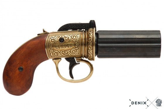 Replika Pepperbox – šesťhlavňový revolver, Anglicko 1840
