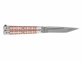 Nôž Joker JKR351 motýlik  červeno-strieborný, čepeľ 100 mm
