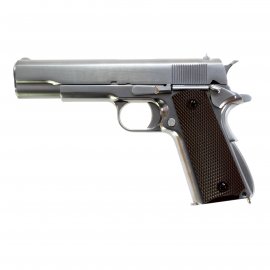 Airsoftová pištoľ WE 1911 (M. Chrome, hnedá rukoväť)