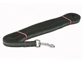 Sledovacie lano Dogtrace strieborná pracka 20mm, 10m čierne