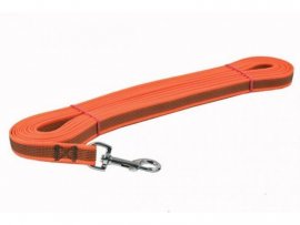 Stopovacie lano Dogtrace strieborná spona 20mm, 10m oranžové