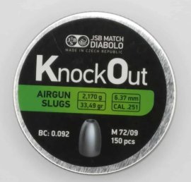Recenzia: JSB KnockOut Slugs 6,37mm 2,170g 150ks - 1