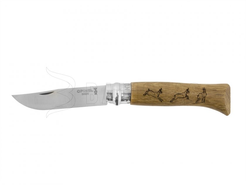 Nôž Opinel 8 Zatvárací Inox Buk Motív Kamzíka