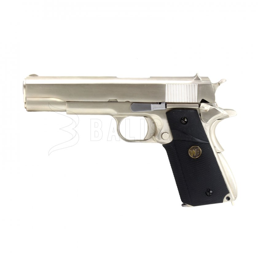 Airsoftová pištoľ WE 1911 (M. Chrome, BK rukoväť)