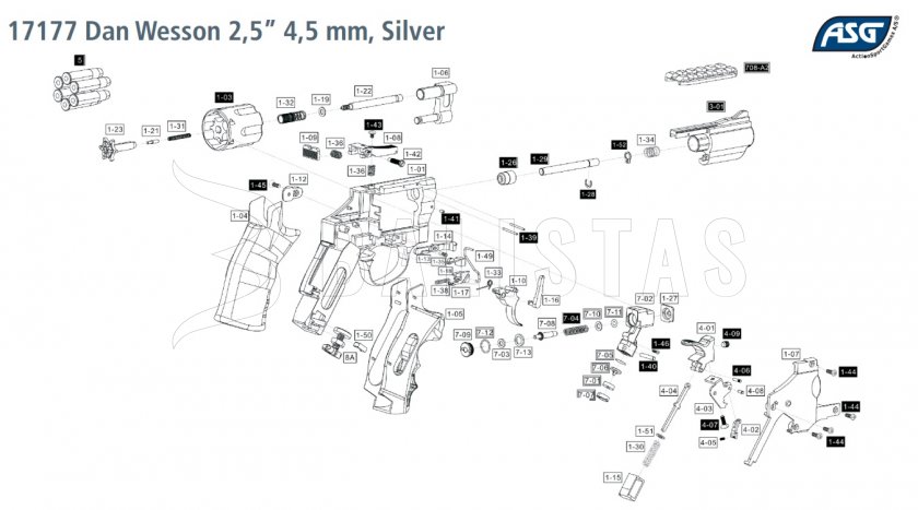 Vzduchový revolver ASG Dan Wesson 2,5" na diabolky 4,5mm