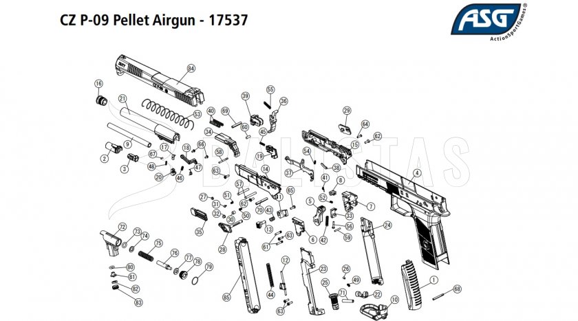 BAZAR - Vzduchová pištoľ ASG CZ P-09 Blowback 4,5mm
