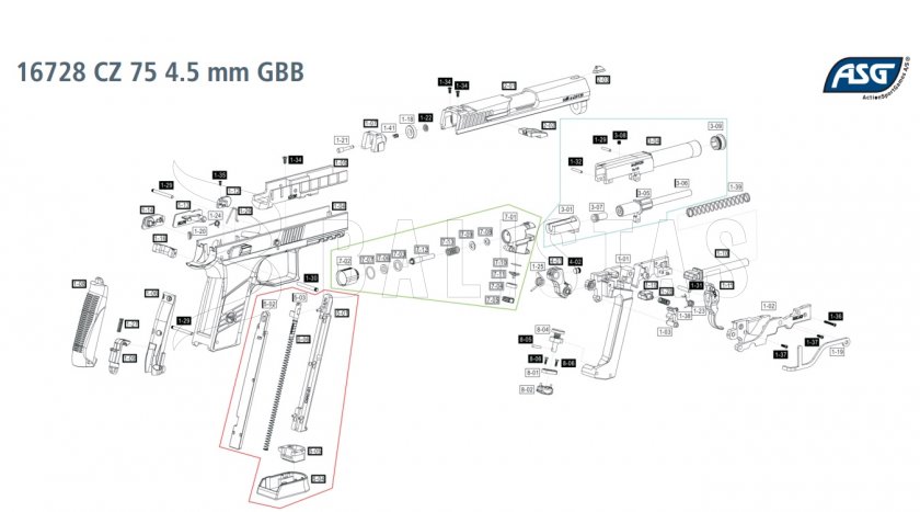 Vzduchová pištoľ ASG CZ 75 P-07 Duty DT Blowback 4,5mm