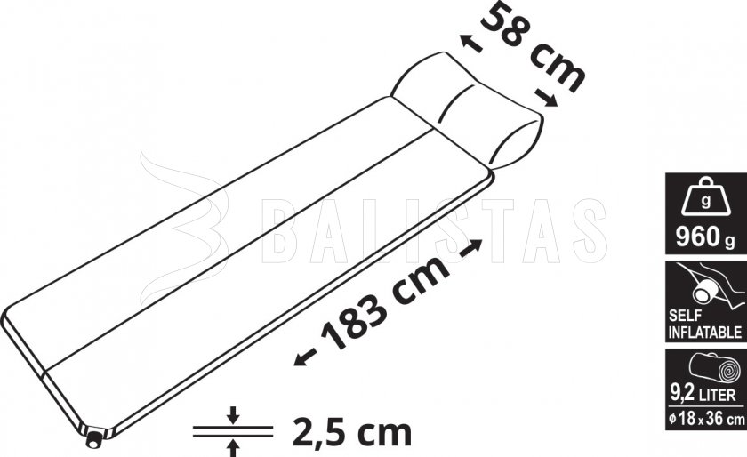 Samonafukovacia karimatka Cattara Navy 2,5cm s vankúšom