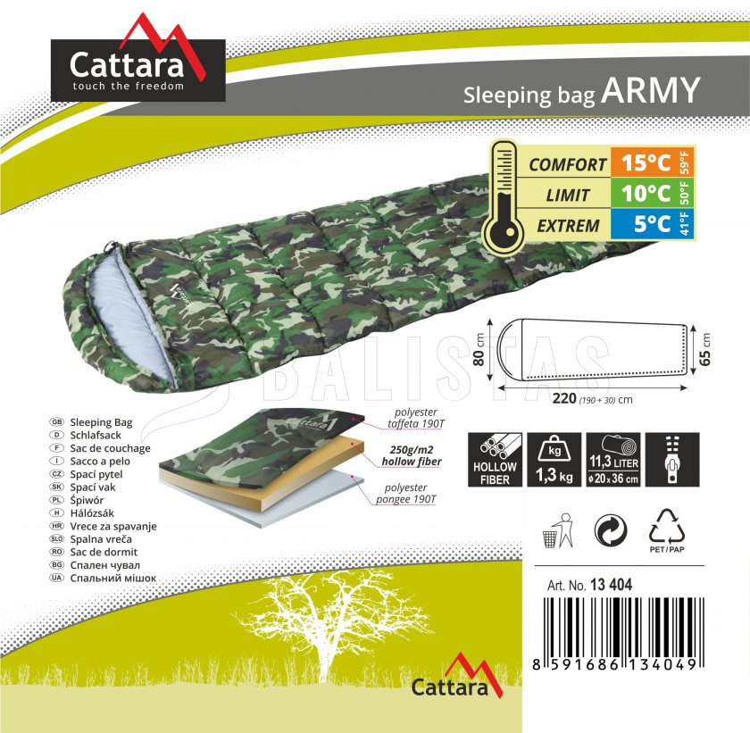 Spací vak dekový Army 200cm