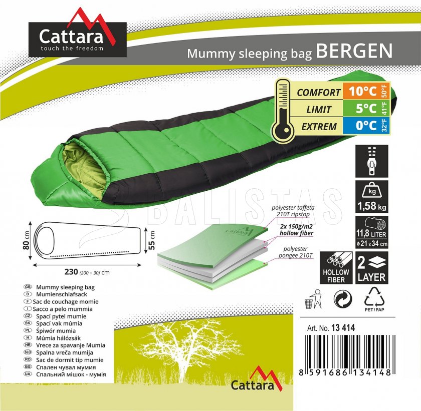 Spací vak mumia Bergen 210cm