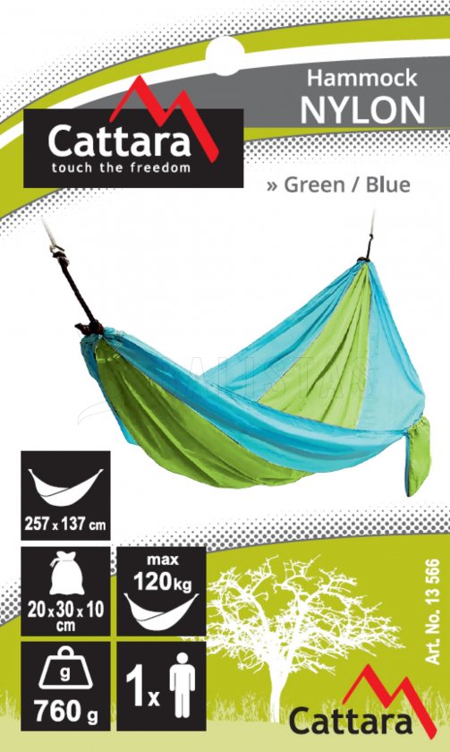 Hojdacia sieť NYLON 275x137 cm zeleno-modrá