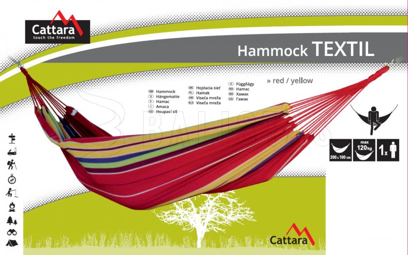 Hojdacia sieť TEXTIL 200x100 cm červeno-žltá