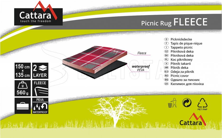 Pikniková deka Fleece 150x135 cm červená