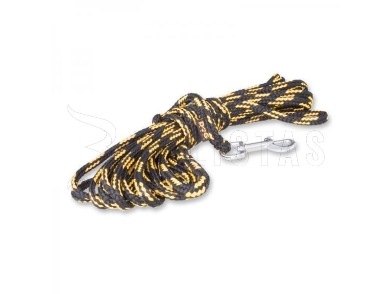 Stopovacie lano Dogtrace strieborná spona 8mm, 10m žlté