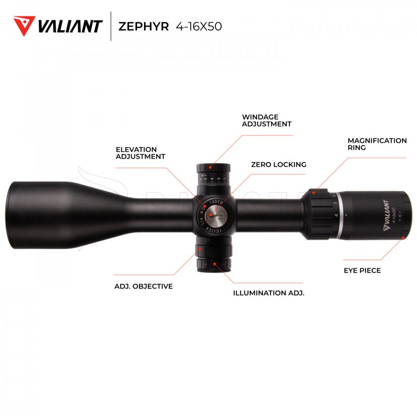 Puškohľad Valiant Zephyr 4-16x50 SF SIR Mil Dot