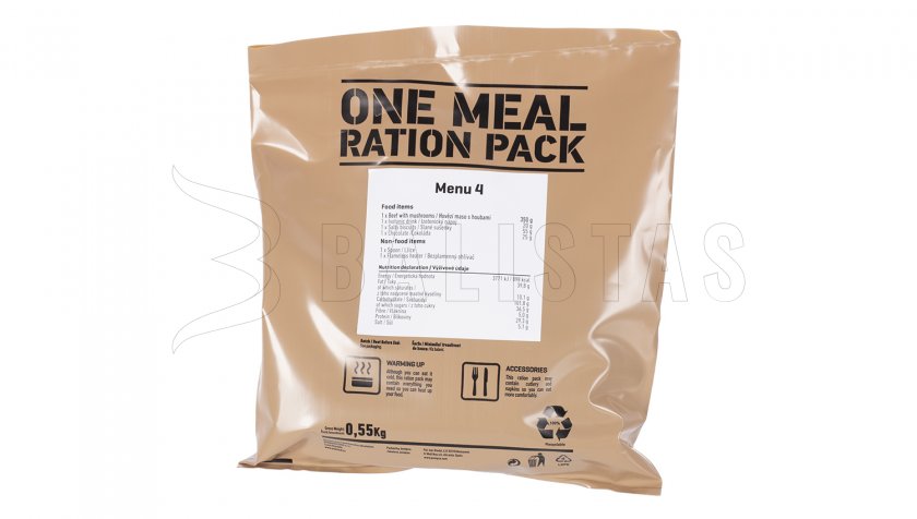 MRE One Meal, Menu IV – Hovädzie mäso s hubami