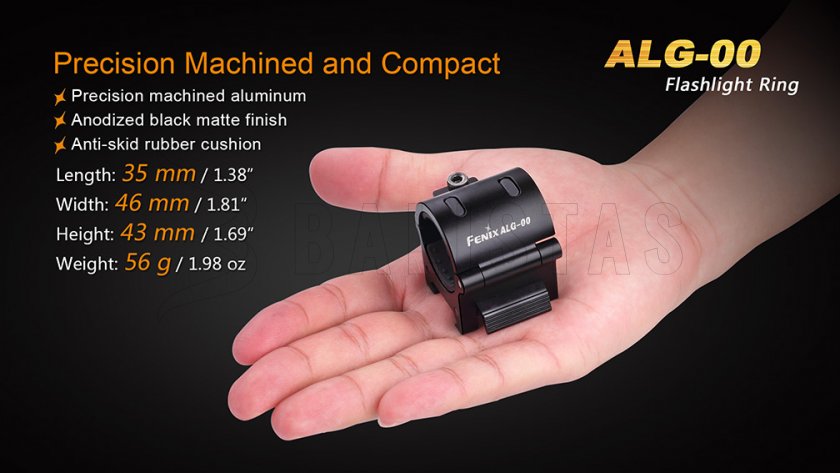 Montáž svietidla na 22mm lištu Fenix ALG-00