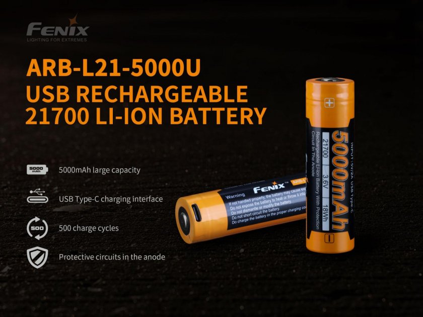Nabíjacia batéria Fenix 21700 5000 mAh s USB-C (Li-Ion)