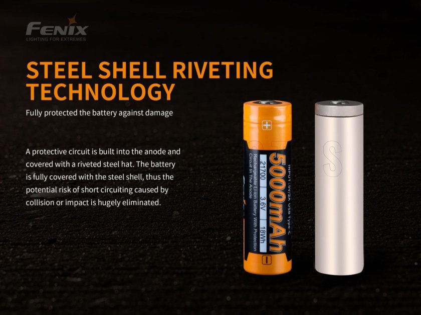 Nabíjacia batéria Fenix 21700 5000 mAh s USB-C (Li-Ion)