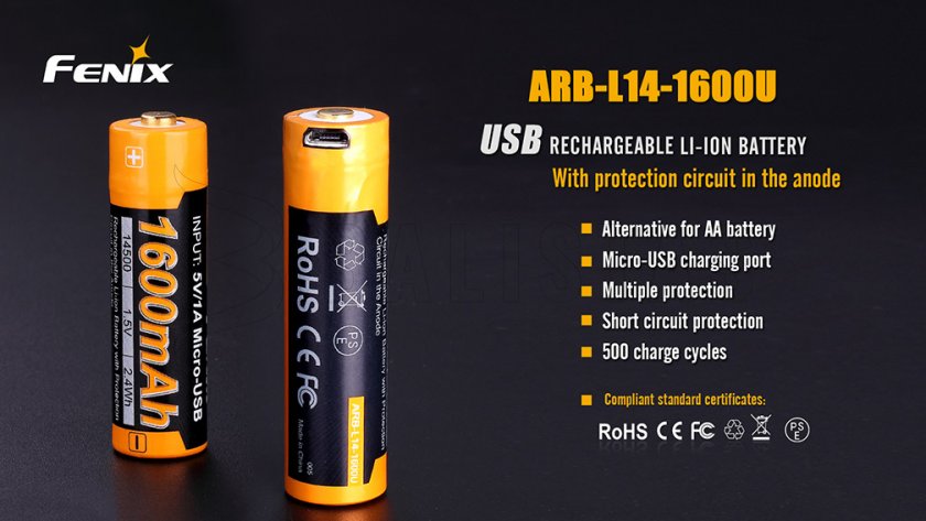 Nabíjateľná USB AA batéria Fenix ARB-L14-1600U