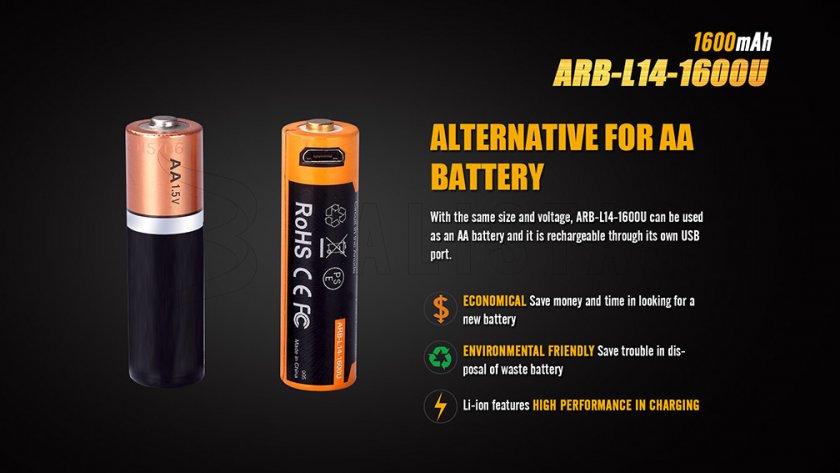 Nabíjateľná USB AA batéria Fenix ARB-L14-1600U