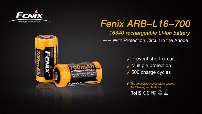 Nabíjacia batéria Fenix RCR123A/16340 (Li-Ion)