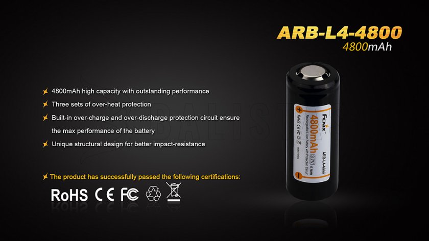 Nabíjacia batéria Fenix 26650 4800 mAh (Li-Ion)