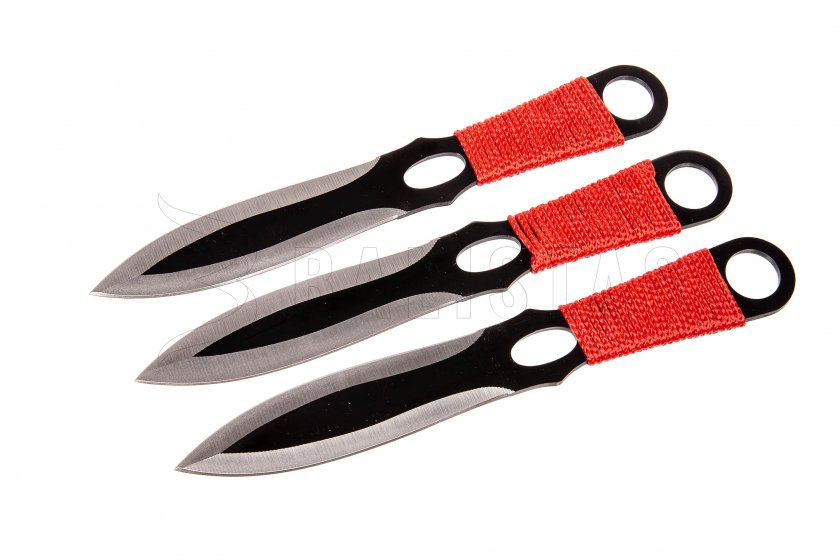 Sada vrhacích nožov Kandar red paracord (82)