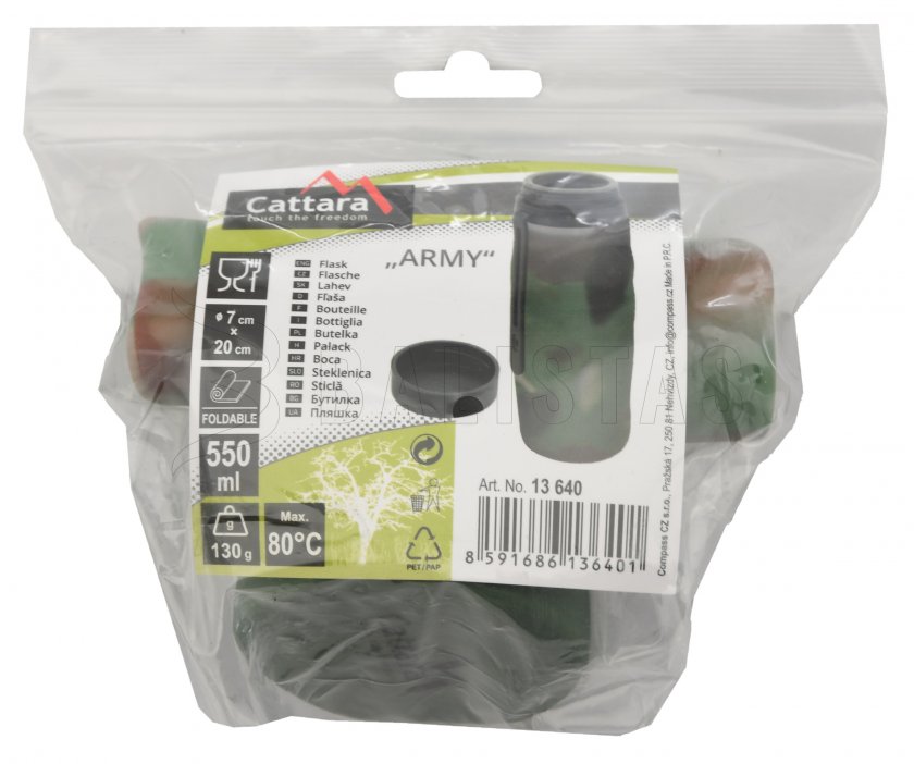 Silikónová skladacia fľaša ARMY 550ml