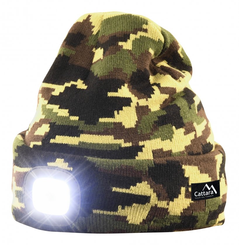 Čiapka ARMY s LED svietidlom USB nabíjacia