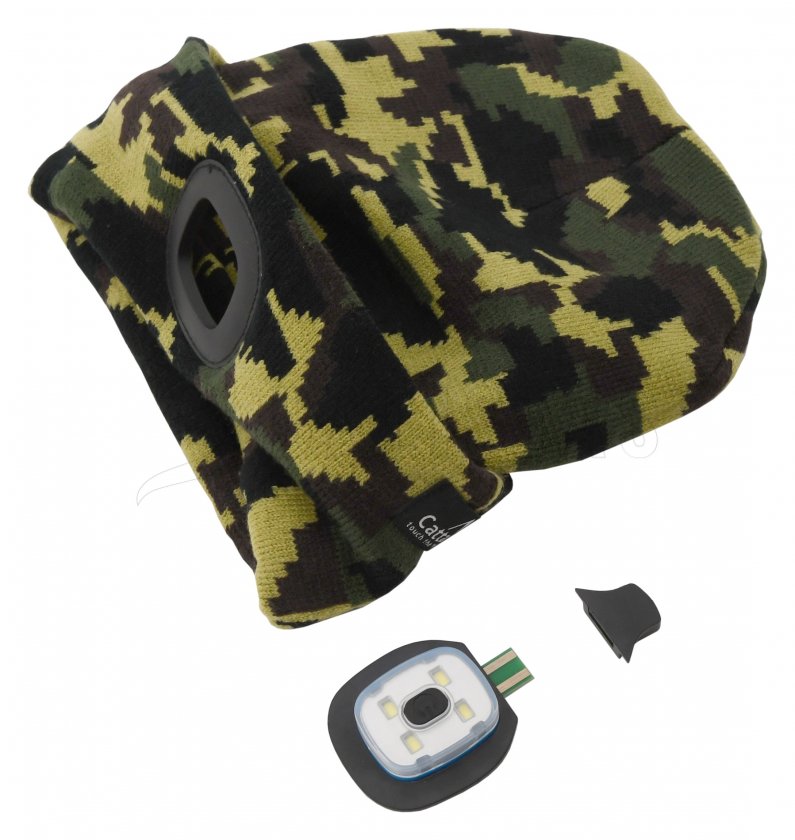 Čiapka ARMY s LED svietidlom USB nabíjacia