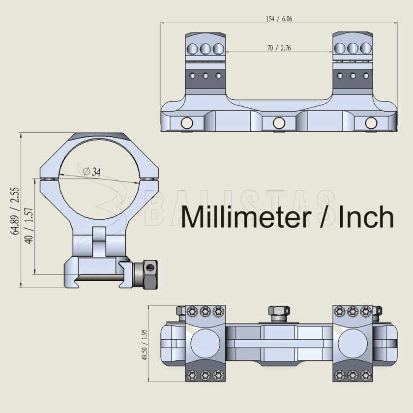 Montáž Vector Optics X-Accu 22mm/ 34mm jednodielna vysoká 10