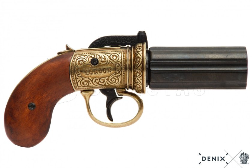 Replika Pepperbox – šesťhlavňový revolver, Anglicko 1840