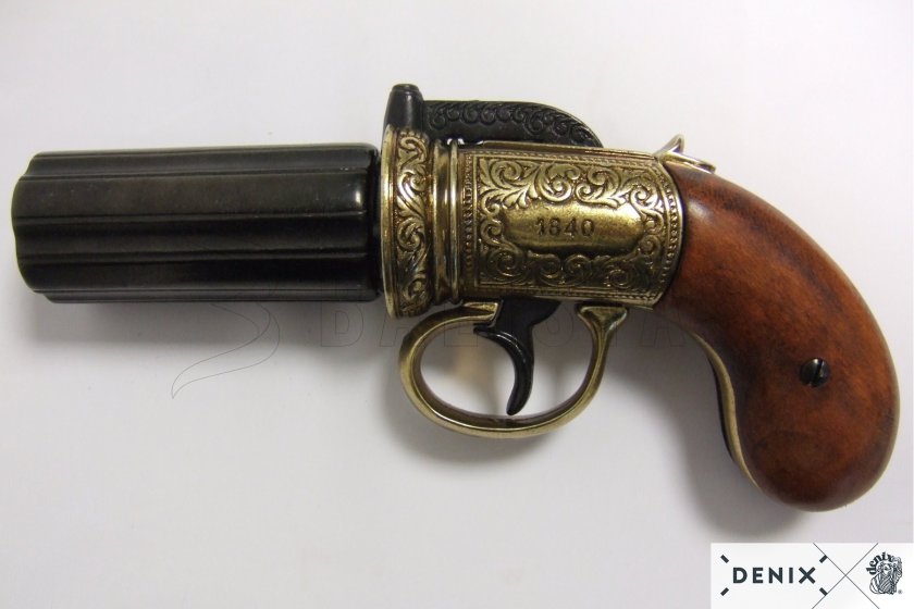 Replika Pepperbox – šesťhlavňový revolver, Anglicko 1840 7