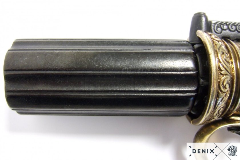 Replika Pepperbox – šesťhlavňový revolver, Anglicko 1840 10
