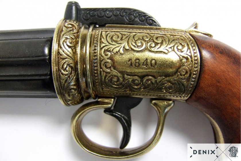 Replika Pepperbox – šesťhlavňový revolver, Anglicko 1840 8