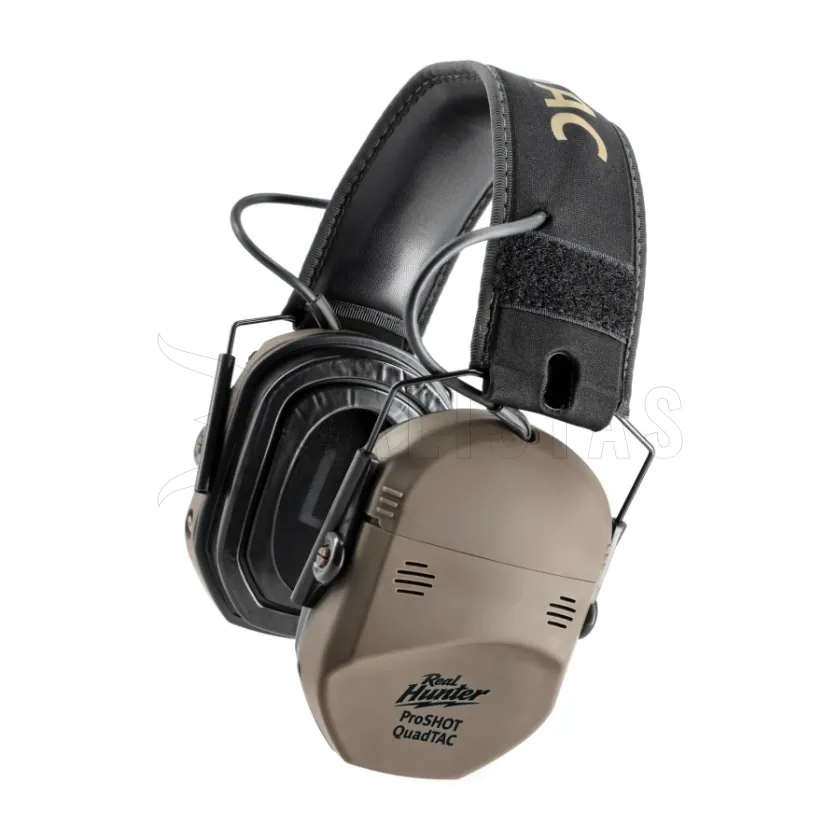 Aktívne strelecké slúchadlá RealHunter Active ProSHOT QuadTAC FDE 4