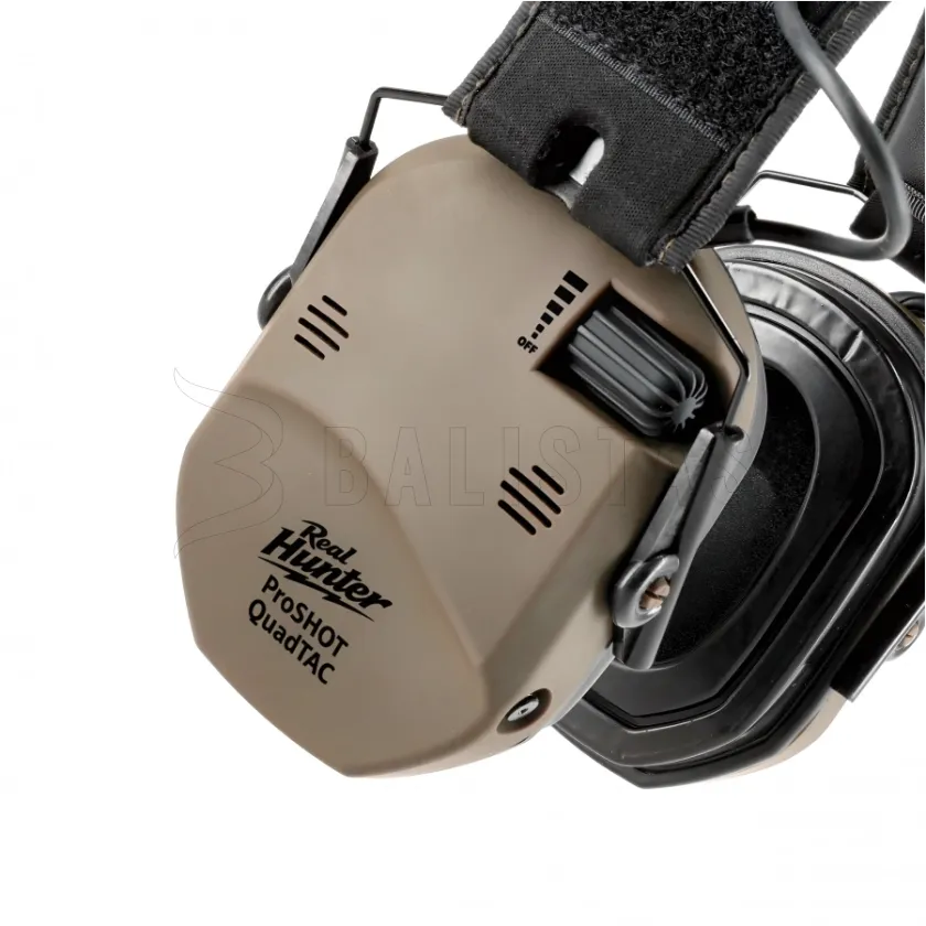 Aktívne strelecké slúchadlá RealHunter Active ProSHOT QuadTAC FDE 2