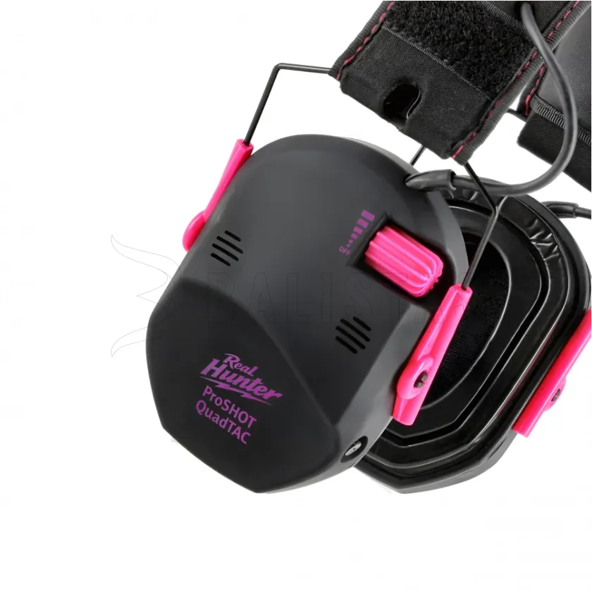 Aktívne strelecké slúchadlá RealHunter Active ProSHOT QuadTAC Devil Pink 2